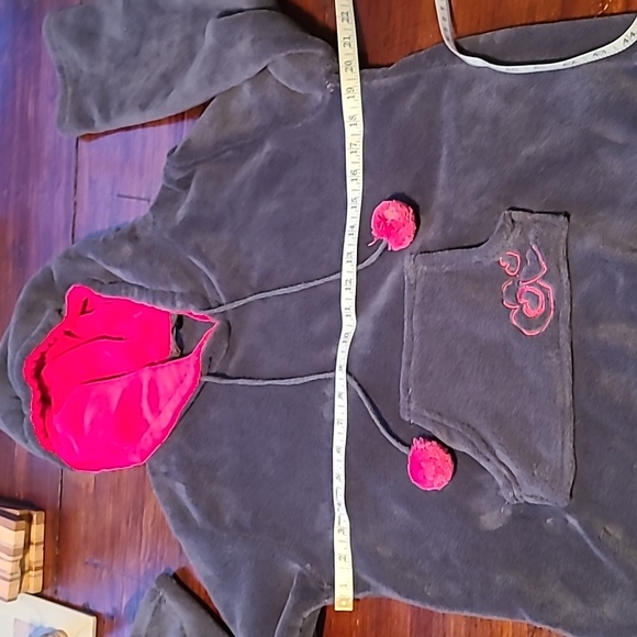 Plush hoodie with fun tassels and one large pocket. Like new - Picture 6 of 7